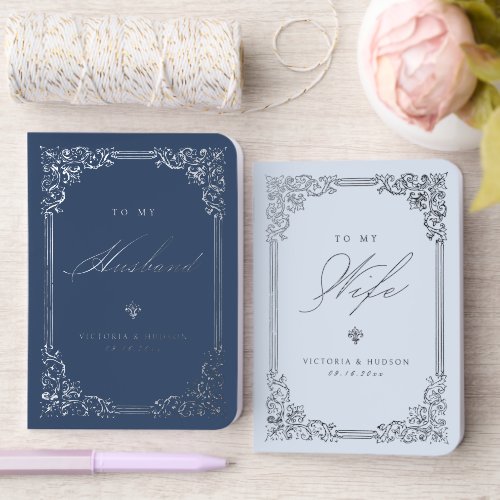 Silver Vintage Frame Elegant Wedding Vows Book