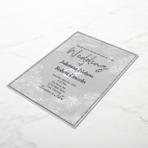 Silver vintage gilded white wedding foil invitation