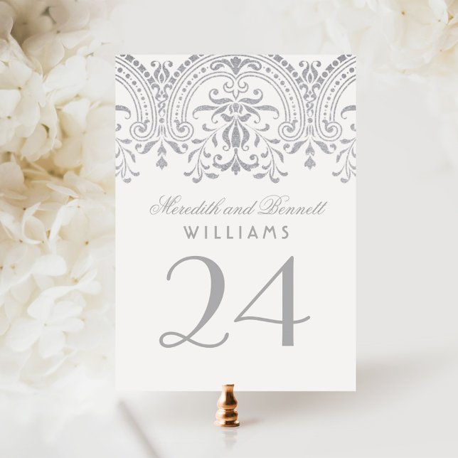 Silver Vintage Glamour Table Number Card (Creator Uploaded)