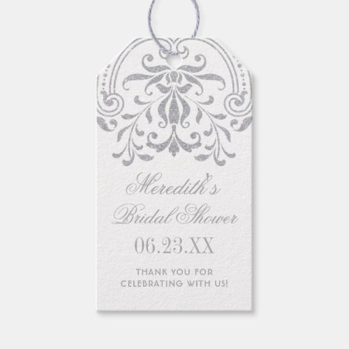 Silver Vintage Glamour Wedding Bridal Shower Gift Tags