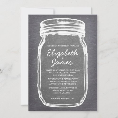 Silver Vintage Mason Jar Wedding Invitations
