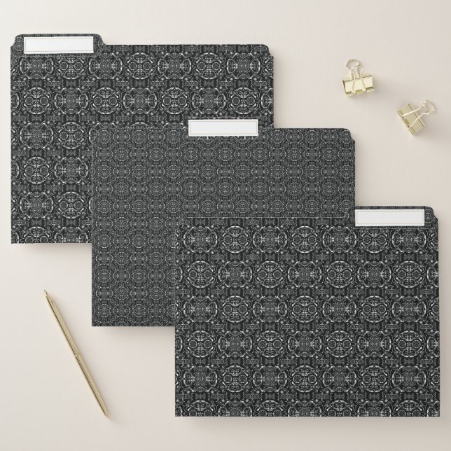 Silver Vintage Pinwheel Damask File Folder (Set)