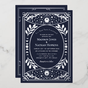 Silver Vintage Tarot Gothic Wedding Foil Invitation