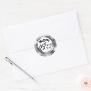 Silver Vinyl Record 25th Birthday Party Decor Classic Round Sticker