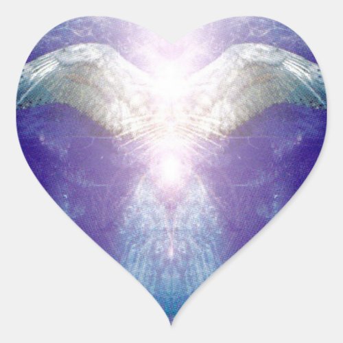 Silver violet angel heart sticker