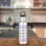 Silver violet glitter elegant wedding stainless steel water bottle<br><div class="desc">Faux silver looking background decorated with vilolet,  lavender colored and faux glitter sparkles. Personalize and add your names and a date. Black colored letters.</div>