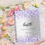 Silver violet lavender planner<br><div class="desc">A faux silver looking background decorated with violet,  lavender confetti.  Personalize and add a name,  title and year.</div>