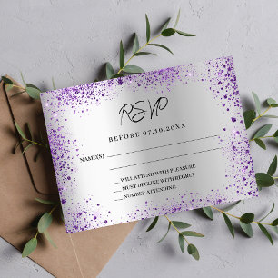 Silver violet purple wedding response RSVP