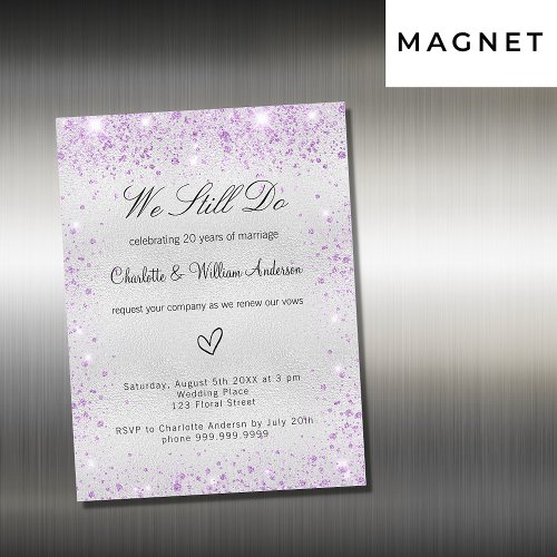 Silver violet vow wedding renewal luxury magnetic invitation