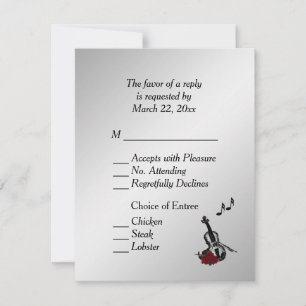 Silver Violin Music RSVP with Entree Choices Card