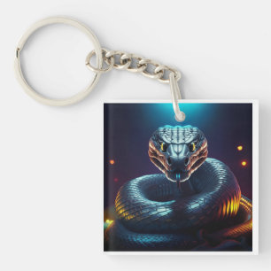 Silver Viper Snake Tongue Flicking Keychain