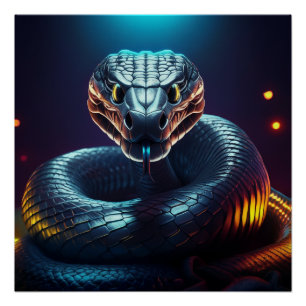 Silver Viper Snake Tongue Flicking Poster