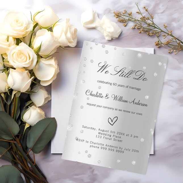Silver vow renewal 60th wedding anniversary luxury invitation (Creator Uploaded)