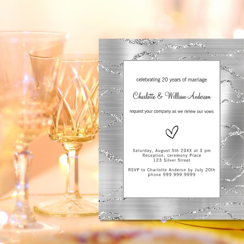 Silver vow renewal wedding budget invitation