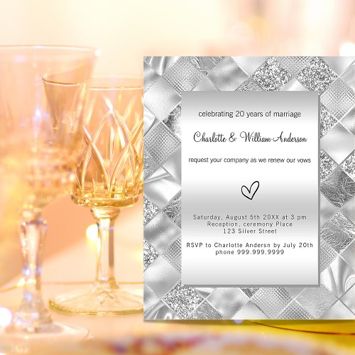 Silver vow renewal wedding budget invitation