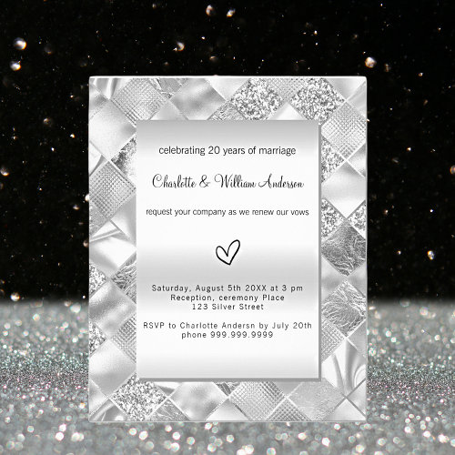 Silver vow renewal wedding budget invitation