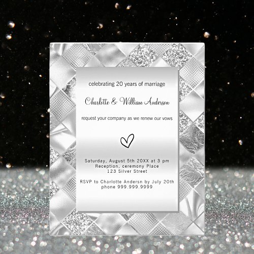Silver vow renewal wedding budget invitation flyer