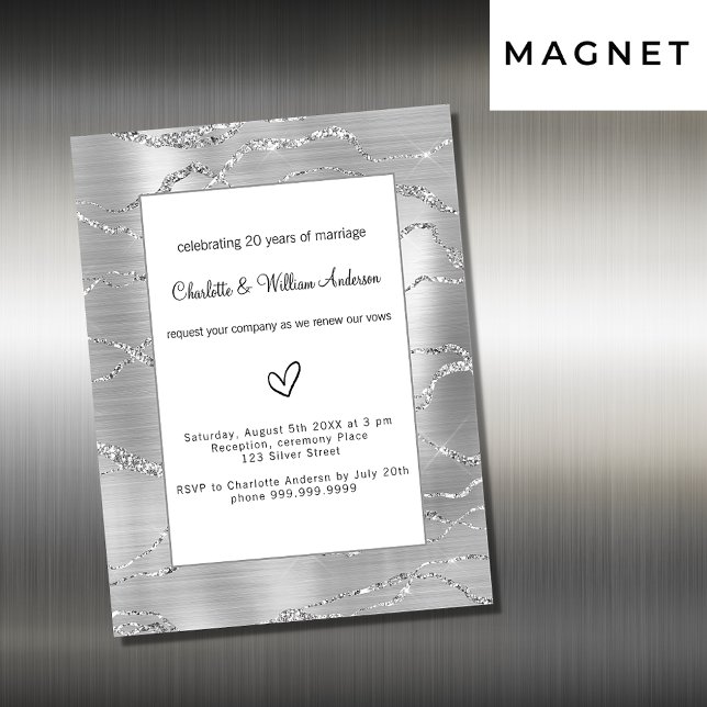 Silver vow renewal wedding luxury magnetic invitation (Creator Uploaded)
