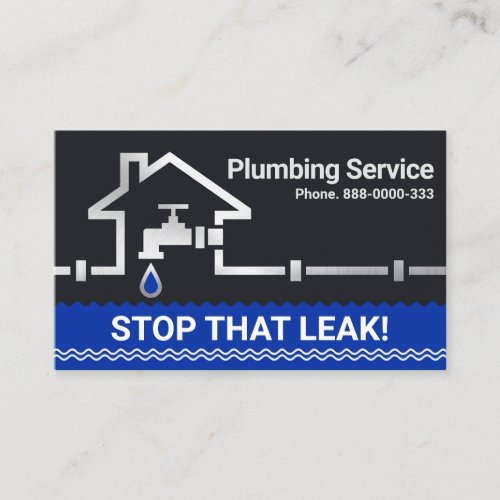 Silver Water Pipeline Leaking Home Faucet Business Card