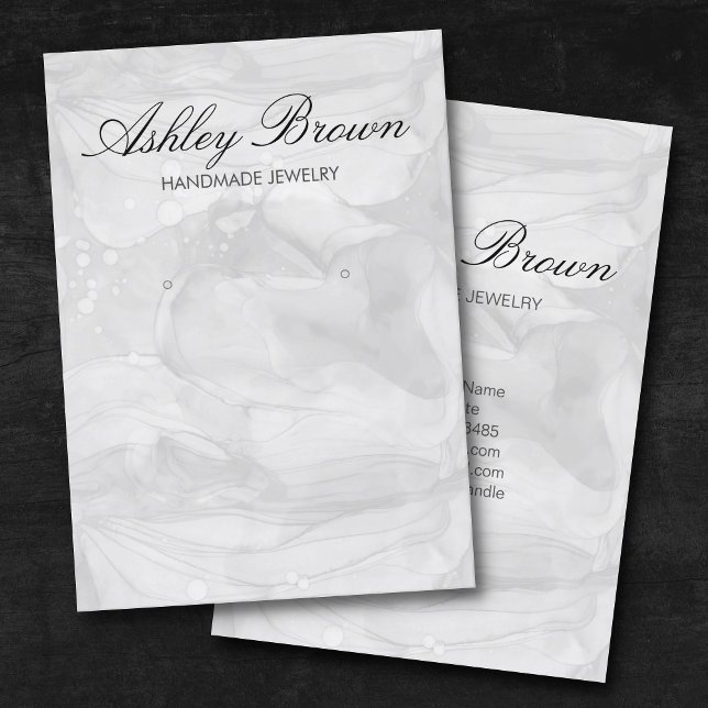 Silver Watercolor Handmade Jewelry Earring Display Business Card (Creator Uploaded)