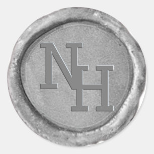 Silver Wax Seal Monogram Initials Wedding Sticker