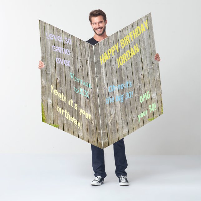 Silver Weathered Wooden Fence Oversized Novelty Card (In Situ)