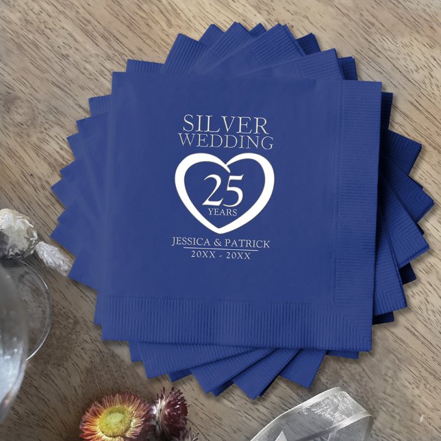 Silver wedding 25 years custom anniversary foil napkins (Creator Uploaded)