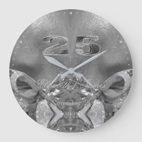 Silver Wedding 25th Anniversary 25 Years Jubilee Large Clock