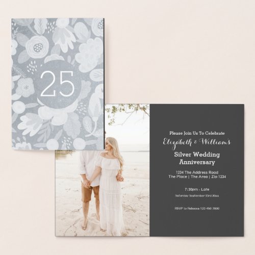 Silver Wedding 25th Anniversary Foil Card