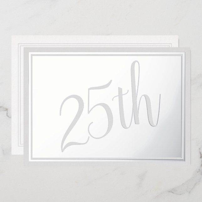 Silver Wedding 25th Anniversary Foil Invitation (Front/Back)