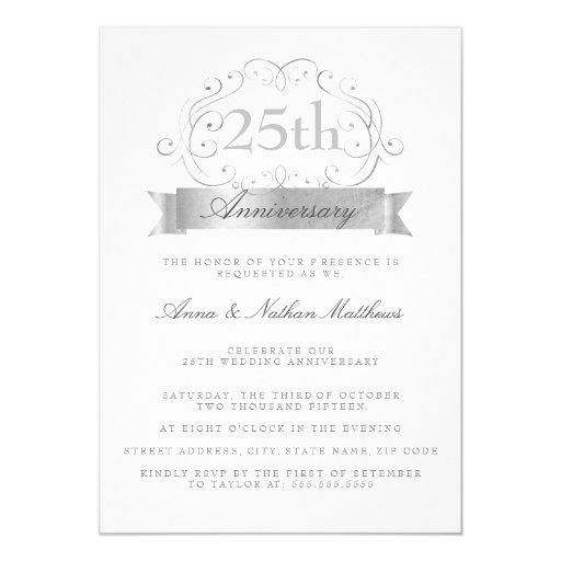 Silver Wedding 25th Anniversary Invitations | Zazzle