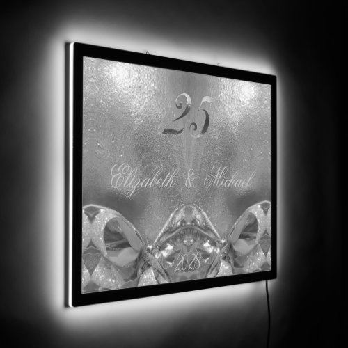 Silver Wedding 25th Wedding Anniversary LED Sign