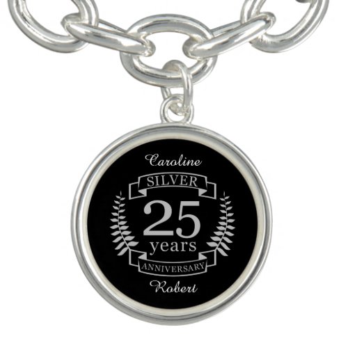 Silver wedding anniversary 25 years charm bracelet