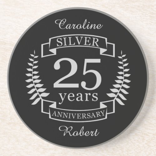 Silver wedding anniversary 25 years coaster