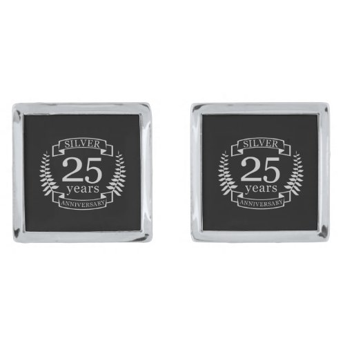 Silver wedding anniversary 25 years cufflinks