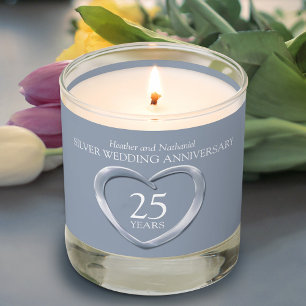 Silver wedding anniversary 25 years custom scented candle