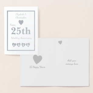 Silver Wedding Anniversary 25 years Foil Card