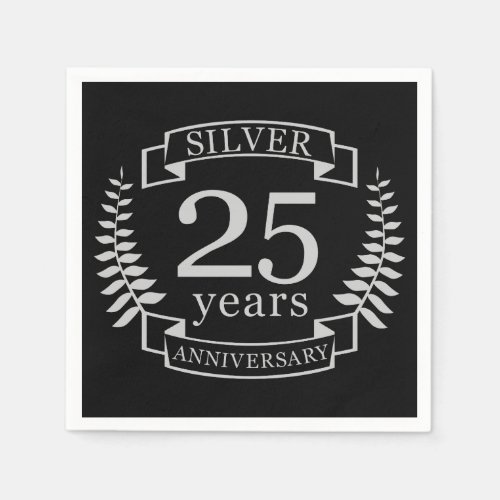 Silver wedding anniversary 25 years napkins