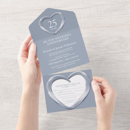 Silver wedding anniversary 25 years party event all in one invitation