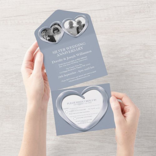 Silver wedding anniversary 25 years party event all in one invitation