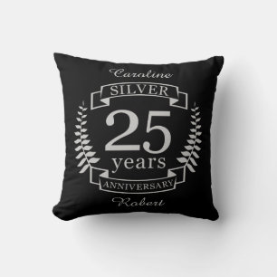 Silver wedding anniversary 25 years throw pillow