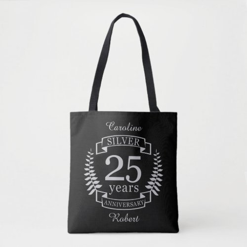 Silver wedding anniversary 25 years tote bag