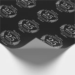 Silver wedding anniversary 25 years wrapping paper<br><div class="desc">A design to celebrate 25 years of marriage. This design has a silver (grey) colored laurel design on a black background. Silver is the traditional gift for this occasion. The text reads Silver 25 years anniversary. A romantic design to celebrate your 25th year of marriage. If you would like any...</div>