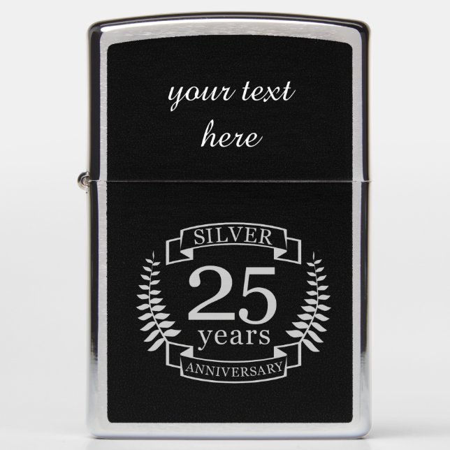 Silver wedding anniversary 25 years zippo lighter (Front)