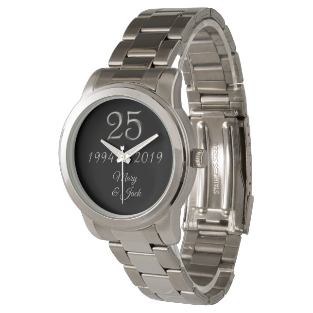 Silver Wedding Anniversary 25th Anniversary 2019 Watch (Angled)