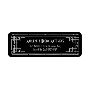 Silver Wedding Anniversary Art Deco Great Gatsby Label