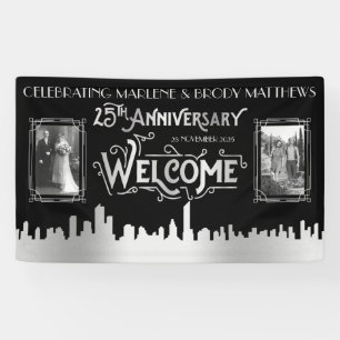 Silver Wedding Anniversary Art Deco Photos Welcome Banner