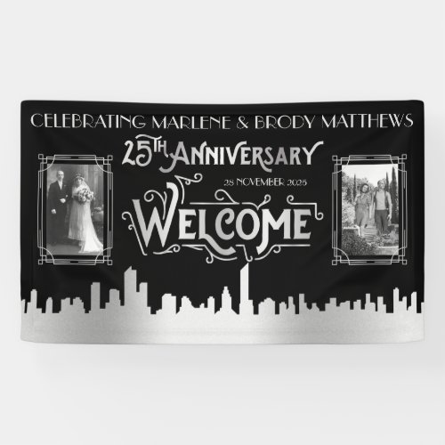 Silver Wedding Anniversary Art Deco Photos Welcome Banner