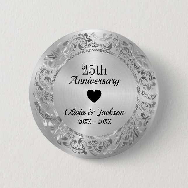 Silver Wedding Anniversary Button (Front)