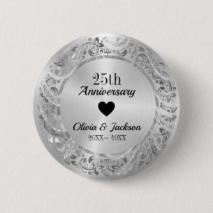 Silver Wedding Anniversary Button